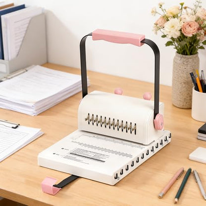 Vagbstu Cinch Book Binding Machine,2:1Spiral Binding Machine with Slide Ruler Compatible with Wire or Spiral Coils,20 Sheet Circular Punch Capacity for DIY Notebooks, Albums, Journals, and Calendars