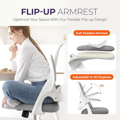 NEO CHAIR Office Desk Chair, Ergonomic Mesh with Flip-Up Armrests, Grey - color: Grey