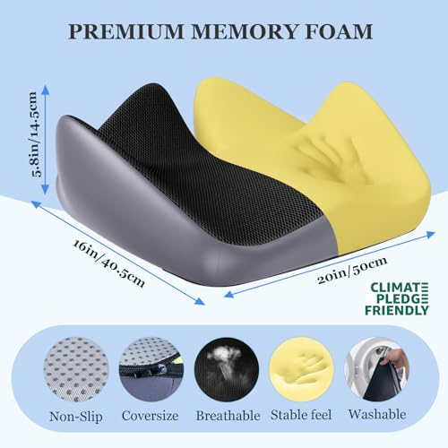 Coccyx Seat Cushion, U-Shaped Memory Foam Office Chair | High-Density Memory Foam Helps Reduce Tailbone Pressure; Washable Mesh Cover, Anti-Slip Base for Office Chair, Car & Travel - size: 20*16*5.8