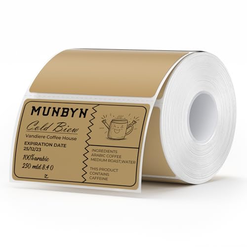 MUNBYN 3x2 Thermal Labels, 500 Sheets/1 Roll, Brown - color: Brown, size: 3x2"