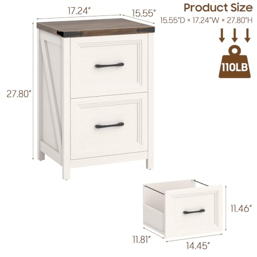 2 Drawer Vertical File Cabinet, Wood Farmhouse Cabinet, White and Brown - color: White and Brown, size: 2 Drawers