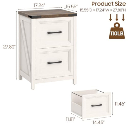2 Drawer Vertical File Cabinet, Wood Farmhouse Cabinet, White and Brown - color: White and Brown, size: 2 Drawers