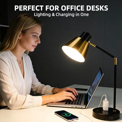Modern Desk Lamp with USB & AC Outlet,270° Swivel (Bulb Not Included) - style: Modern 2