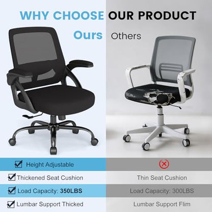 AnyGod Big and Tall Office Chair 400lbs Heavy Duty, Comfy Mesh Desk Chair | Wide Seat Computer Chair, Ideal for Heavy People, Ergonomic Design, Lumbar Support, Flip-up Armrests, Swivel Executive Chair