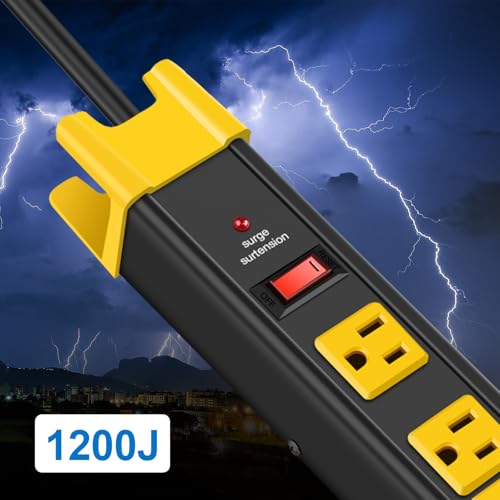 CCCEI Heavy Duty Surge Protector Power Strip. Black, 15ft, 1. - color: Black, size: 15ft