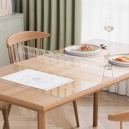 VEVOR Plastic Table Cover, 40 x 80 Inch 2.0 mm Thick Rectangle Clear PVC Mat Protector, Waterproof & Easy Cleaning Desk Pad Tablecloth, for Office, Dresser, Dining Room, Night Stand - size: 80" x 40" (Rectangular)