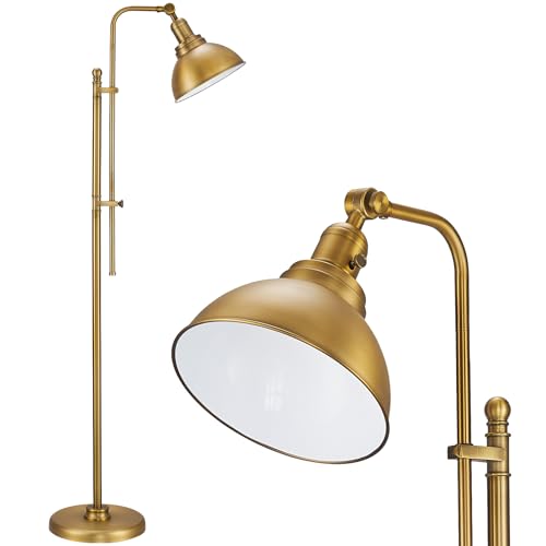 VONLUCE Industrial Floor Lamp 65", Adjustable Standing Lamp for Living Room - color: Gold