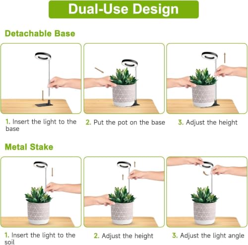 Grow Lights for Indoor Plants, Full Spectrum Halo Grow Light with Base - size: 2Pack