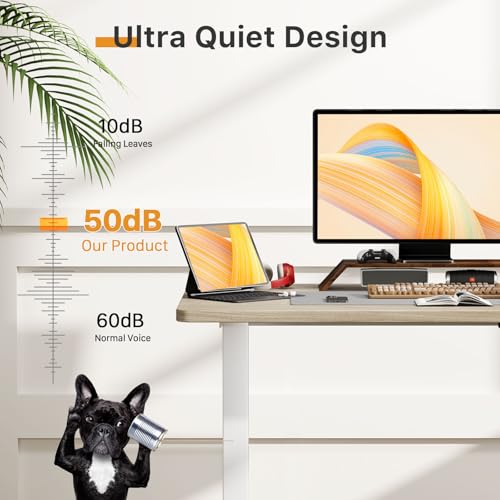 JOY worker Small Electric Standing Desk, 35" Whole Piece Height Adjustable - color: Light Walnut, size: 35" * 20"