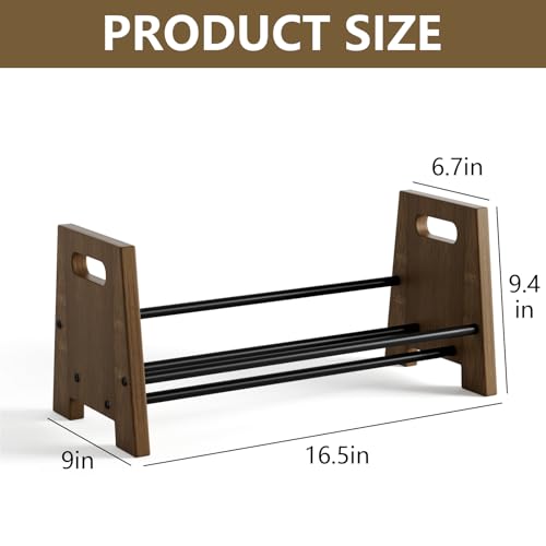 Desktop Bookshelf Organizer, Wood Rustic Slanted Desk Bookshelf, Small Tabletop Book Rack, Portable Save Space Bookcase for Book Display Home Office Organzier
