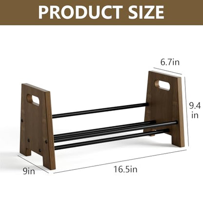 Desktop Bookshelf Organizer, Wood Rustic Slanted Desk Bookshelf, Small Tabletop Book Rack, Portable Save Space Bookcase for Book Display Home Office Organzier