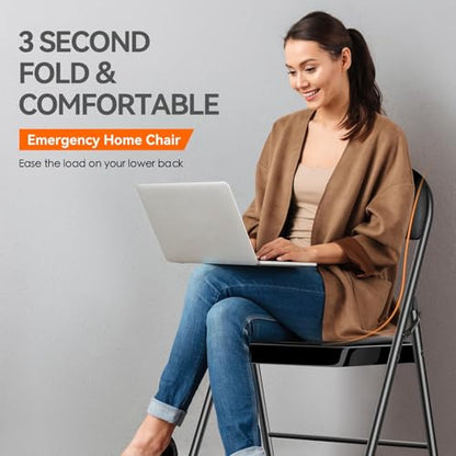 Fenbeli 4 Pack Padded Folding Chairs with Cushion, Black PU Leather Foldable Chairs for Family Dining, Card & Game Nights, 330-Pound Heavy-Duty Steel Frame, Auto-Lock Hinge, Wipe-Clean, Folds Flat - color: Black, size: Set of 4