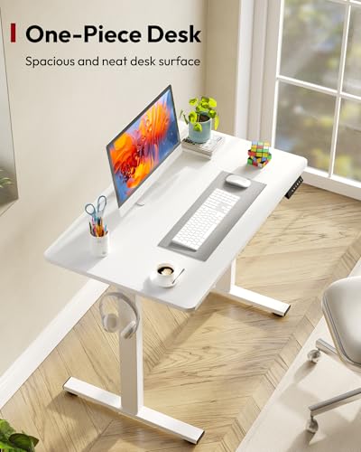 SANODESK One-Piece Electric Height Adjustable Standing Desk 40''x 24'' - color: White Frame+white Top, size: 40x24"