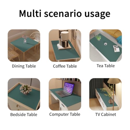 Faux Leather Table Cover,1.8mm Thick,17x72 Inch Desk Cover,Dresser Cover Top,Dresser Protector Top,Dresser Cover,End Table Cover.(Aqua Blue+Gray,17x72) - color: Aqua Blue+gray, size: 17" x 72"