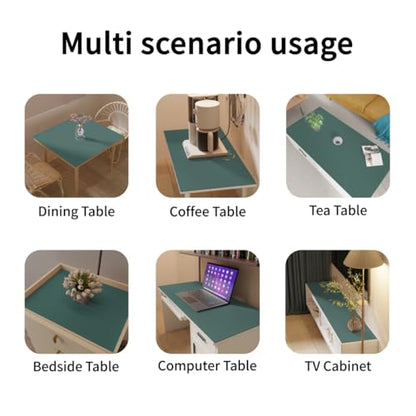 Faux Leather Table Cover,1.8mm Thick,17x72 Inch Desk Cover,Dresser Cover Top,Dresser Protector Top,Dresser Cover,End Table Cover.(Aqua Blue+Gray,17x72) - color: Aqua Blue+gray, size: 17" x 72"