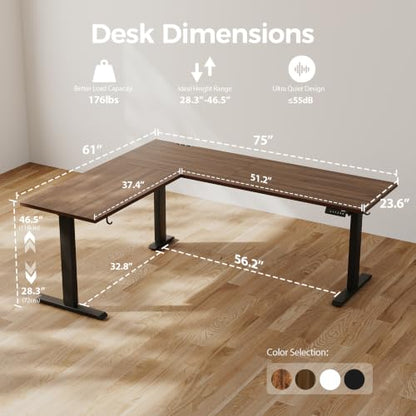 Agilestic L Shaped Standing Desk Adjustable Height, 63 Inch, Dark Walnut - color: Dark Walnut, size: 63 x 55 Inch