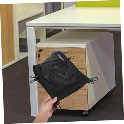 Tofficu 1set Under Desk Organizer Mesh Bag Storage Net for Cables and Chargers Easy Installation No Tools Needed Breathable and Design for Tidy Workspace