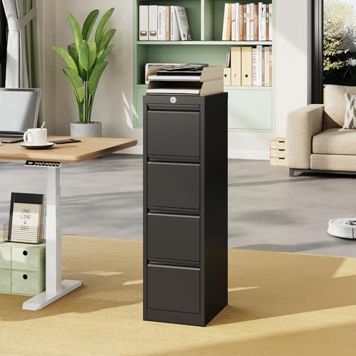 File Cabinet 2-Drawer Lateral with Lock, Metal Office Filing Cabinet for Letter/Legal/a4, Heavy Duty Storage Organizer, Full Extension Drawers, Anti-Tip Safety, Black, Home Office Organization - size: 4-Drawer