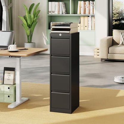 File Cabinet 2-Drawer Lateral with Lock, Metal Office Filing Cabinet for Letter/Legal/a4, Heavy Duty Storage Organizer, Full Extension Drawers, Anti-Tip Safety, Black, Home Office Organization - size: 4-Drawer