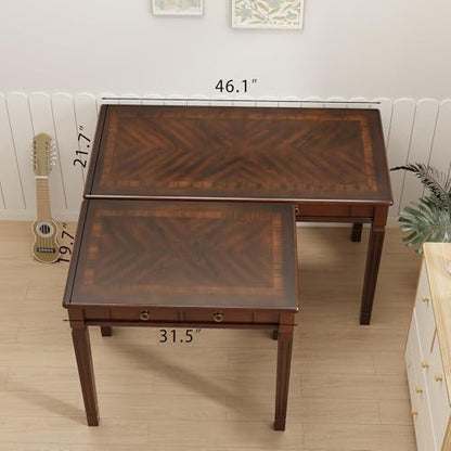 Solid Wood Writing Desk, Home Office Desks with 2 Storage Drawers, 46.1" Mid-Century Modern Walnut Tables, Secretary Desk for Home Office, Easy Assembly Vanity Desk, Study Table Station BSZD1258 - size: 46.1"