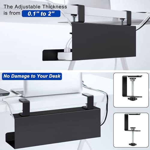 ZhiYo 16in Cable Management Under Desk Tray, 4.9in W x 5.9in H, Black - size: 4.9in W x 5.9in H x 16in L