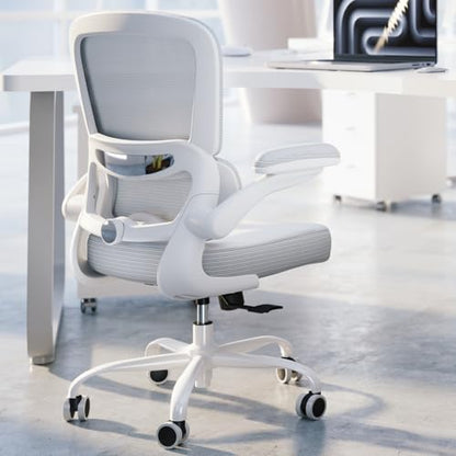 TRALT Ergonomic Office Chair Desk Chair with Adjustable Lumbar Support - color: Angel White