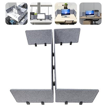 Acoustic Freestanding Privacy Partition 2PCS 47.25" x 16", 4PCS 23.6" x 16" Gray Desk Panels Noise Reducing Freestanding Desk Partitions Privacy Panels Sound Absorbing Cubicle Desk Divider