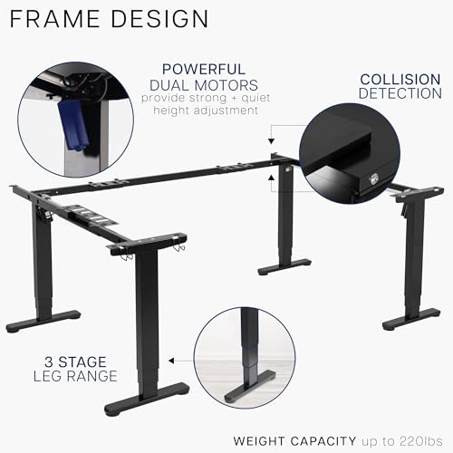 VIVO Black U-Shaped 83 x 60 in Standing Desk, DESK-E4UBB - color: Black