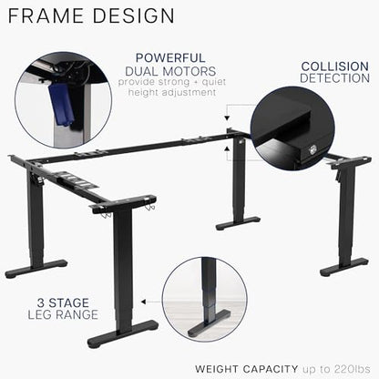 VIVO Black U-Shaped 83 x 60 in Standing Desk, DESK-E4UBB - color: Black