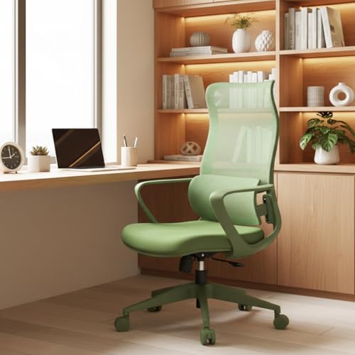 High Back Ergonomic Colorful Office Chair, Breathable Nylon Mesh Desk Chair with Adjustable Lumbar Support, 300LBS Swivel Rolling Computer Chair for Home Office Work(Americana, Green) - color: Green, style: Americana