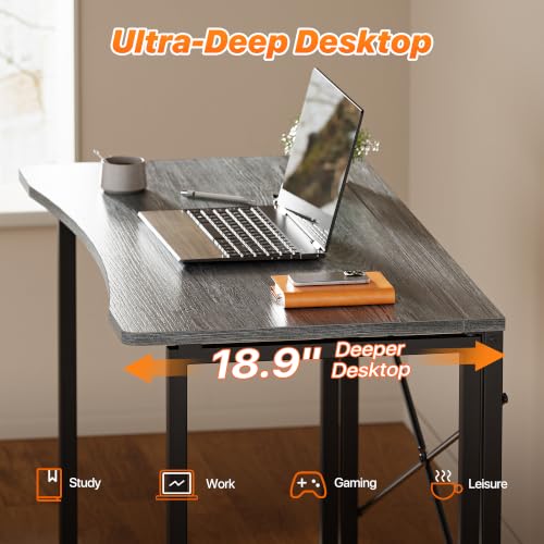 Huuger Folding Desk for Small Spaces, 39.4 Inch Foldable Computer Table - color: Grey, size: 18.9"D x 39.4"W