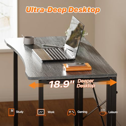 Huuger Folding Desk for Small Spaces, 39.4 Inch Foldable Computer Table - color: Grey, size: 18.9"D x 39.4"W