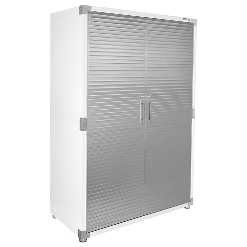 Seville Classics UltraHD Solid Steel Lockable Metal Storage Cabinet Locker Organizer, w/Adjustable Shelves for Garage, Warehouse, Office, Classroom, White, 48" W x 24" D x 72" H - color: White, size: 48" W x 24" D x 72" H