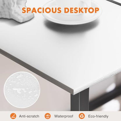 Sweetcrispy 55-Inch Computer Desk for Bedroom, White - color: White, size: 55-Inch