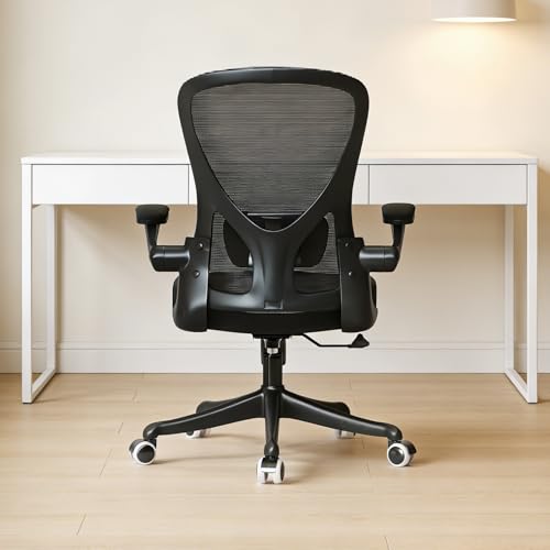 Monhey Ergonomic Office Chair, Adjustable Lumbar, Black | Breathable Mesh, Warm Taupe,Flip-up Arms, Height Adjustable, Rocking Swivel, Home Office - color: 09black