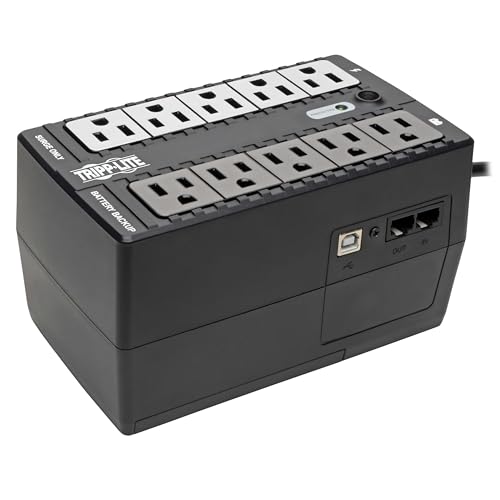 Eaton Tripp Lite Series INTERNET550U Small UPS Battery Backup & Surge Protector, 550VA / 300W, 10 Outlets, Computer Uninterruptible Power Supply Units for PC, 3-Year Warranty & $100,000 Insurance - style: 550VA