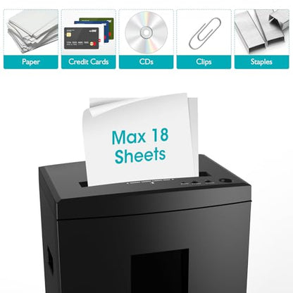 WOLVERINE SD9113 P4 Cross Cut Paper Shredder, Quiet,18 Sheet, 60 Min, Black - color: Black