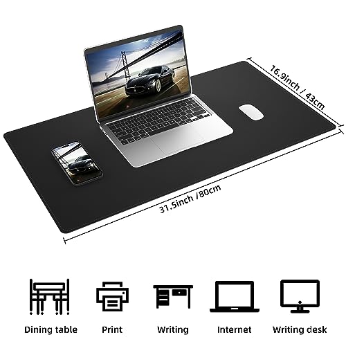 AFIING Desk Mat, Black, 31.5" x 17", Cork Desk Pad Protector - color: Black, size: 31.5" x 17"