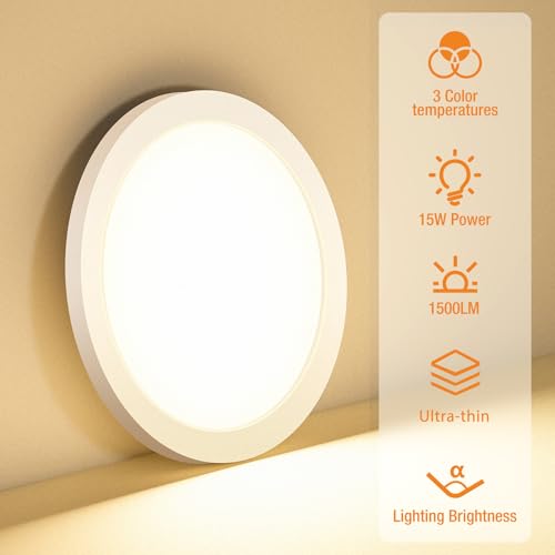 slochi 6Pack Flush Mount Ceiling Light, 3000K/4000K/6500K - color: White, size: 7.5Inch-6Pack