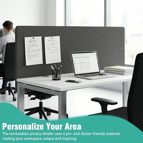 2 Pack Clamp-on 61 x 24 Inch Privacy Panel Cubicle Desk Divider with 4 C-Type Clamps Acoustic Partition for Office Study Library