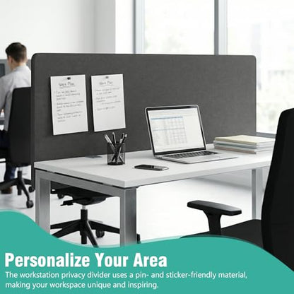2 Pack Clamp-on 61 x 24 Inch Privacy Panel Cubicle Desk Divider with 4 C-Type Clamps Acoustic Partition for Office Study Library