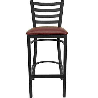 Flash Furniture Hercules Metal Ladder Back Restaurant Barstool, Burgundy - color: Burgundy Vinyl Seat/Black Metal Frame, size: Set of 1
