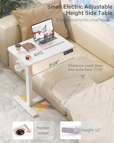 FiCiHi 28"x 16" Electric Standing Desk, Mobile Sit Stand Up Desk, White - color: White, size: 28" x 16"