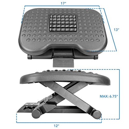 Mount-It! Ergonomic Under Desk Footrest with Massage Rollers, Adjustable Height & 30° Tilt Foot Rest Under Desk (4.25"–6.75"), Office Foot Stool with Non Slip Surface