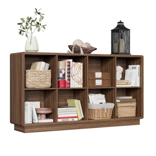 ChooChoo 8 Cube Storage Organizer, Wooden Bookcase with Storage, 57 Inch - color: Brown Walnut, size: 2-tier 8-cubes