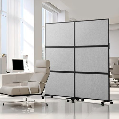 VEVOR Office Divider, 2 Panel Office Partition, Freestanding Office Divider Wall Partition & Privacy Divider Reduce Noise and Room Separation, Light Grey