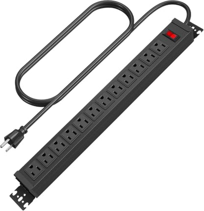HHSOET Rotating 12 Outlet Surge Protector Power Strip 1200J, 10FT, Black, 1 - size: 10ft