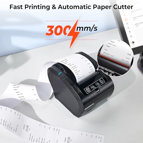 MUNBYN Bluetooth Thermal Receipt Printer 80mm White USB Serial Ethernet | Compatible with Android Windows PC and iOS, does not Support PayPal DoorDash Grubhub, P047 POS Printer for Business Black - color: Black