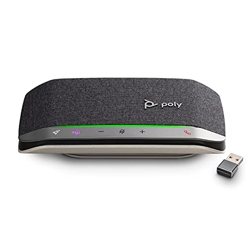 Poly Sync 20+ USB-A Personal Bluetooth Smart Speakerphone (Plantronics) - Connect to Smartphones via Bluetooth - PC/Mac via BT600 Dongle - Works with Teams (Certified), Zoom & More, Black (Renewed)