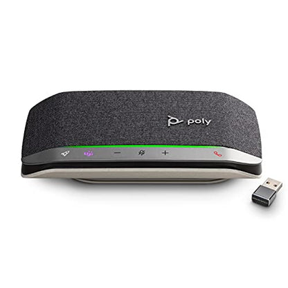 Poly Sync 20+ USB-A Personal Bluetooth Smart Speakerphone (Plantronics) - Connect to Smartphones via Bluetooth - PC/Mac via BT600 Dongle - Works with Teams (Certified), Zoom & More, Black (Renewed)